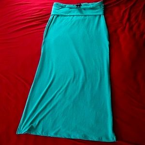 Turquoise maxi skirt with slit up to mid thigh